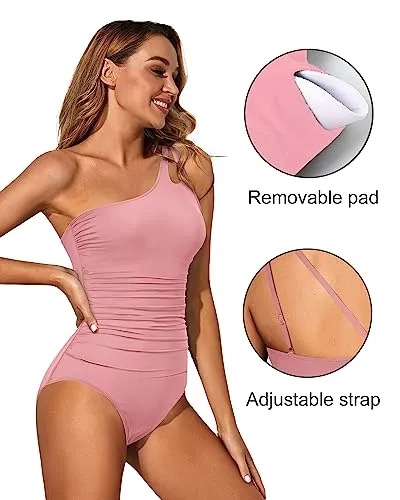 One Shoulder Keyhole One Piece Swimsuits