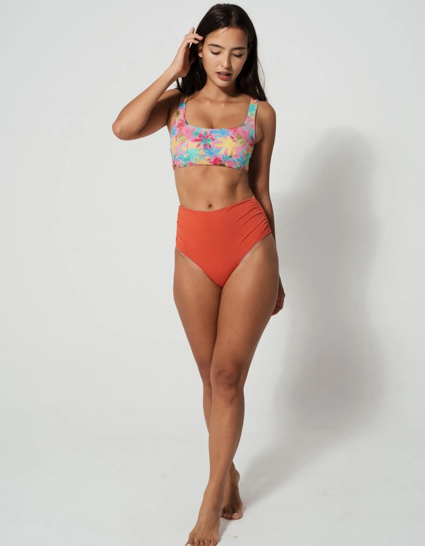 Pink Palm Womens Tank Bikini Top