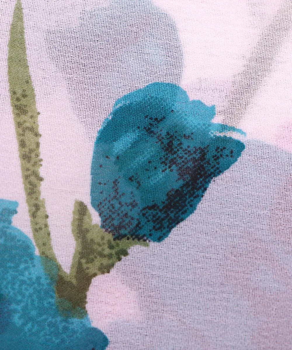 Pink White Floral Print Georgette Fabric