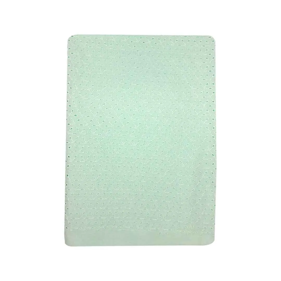 Pista Green Floral Embroidered Cotton Hakoba Fabric