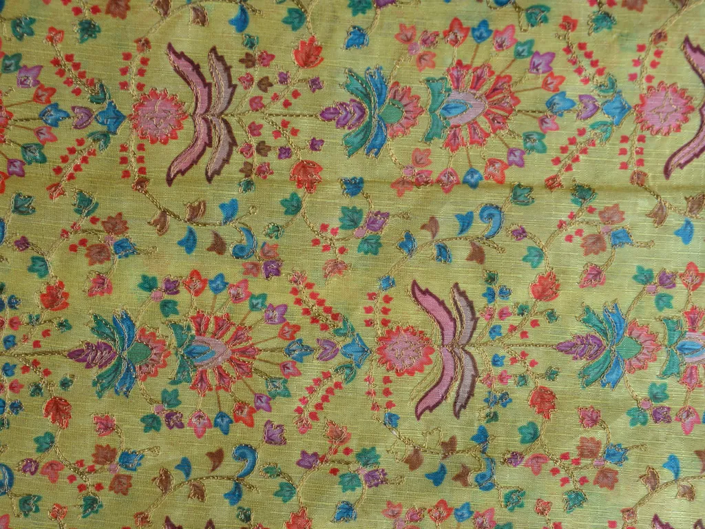 Precut of 1.3 Meter Light Yellow Traditional Digital Print Heavy Zari Embroidered Mulberry Silk Fabric