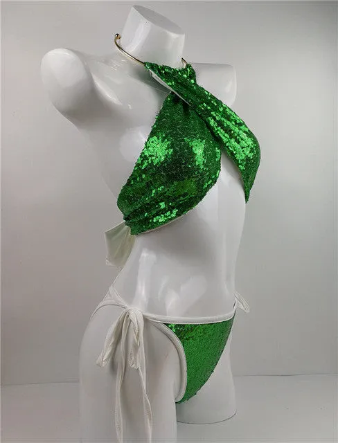 "Pleasure" glitter 2 piece bikini swimwear