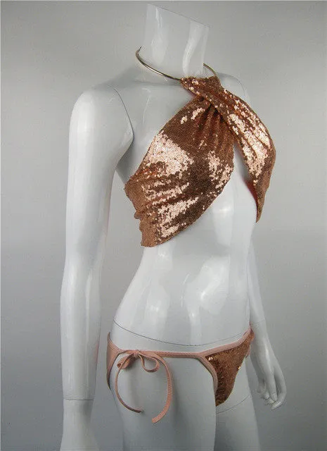"Pleasure" glitter 2 piece bikini swimwear