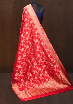 Red Banarasi Dupatta with Jaal Zari | SILK MARK CERTIFIED