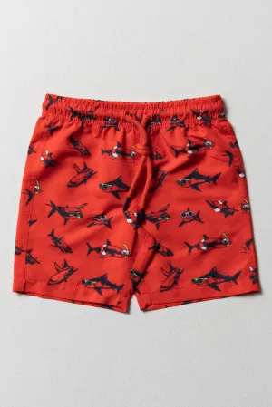Shark Swim Shorts Red