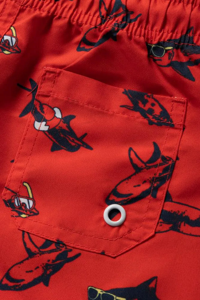 Shark Swim Shorts Red