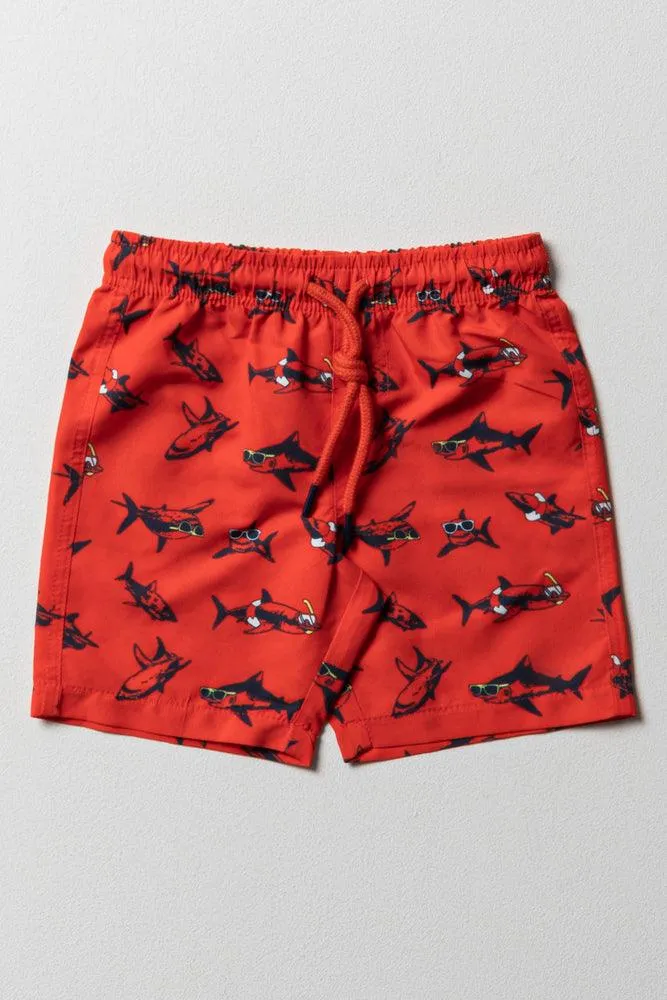 Shark Swim Shorts Red