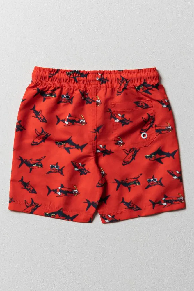 Shark Swim Shorts Red