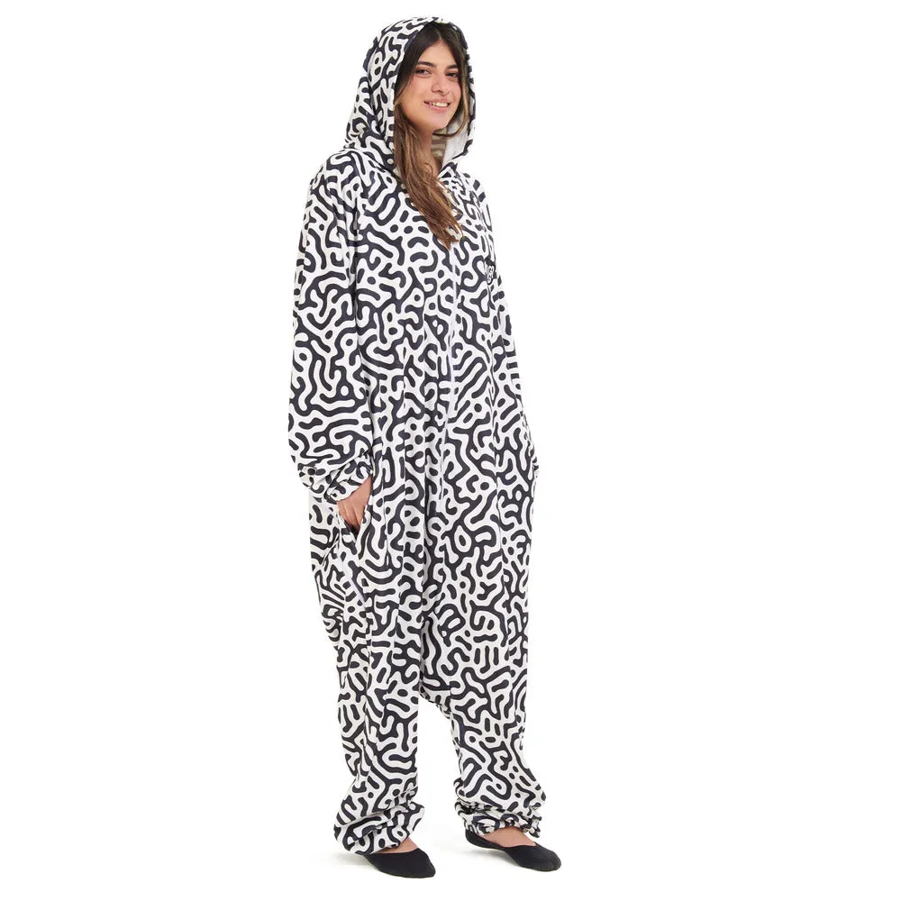 Snuggs Blanket Onesie Black Doodles