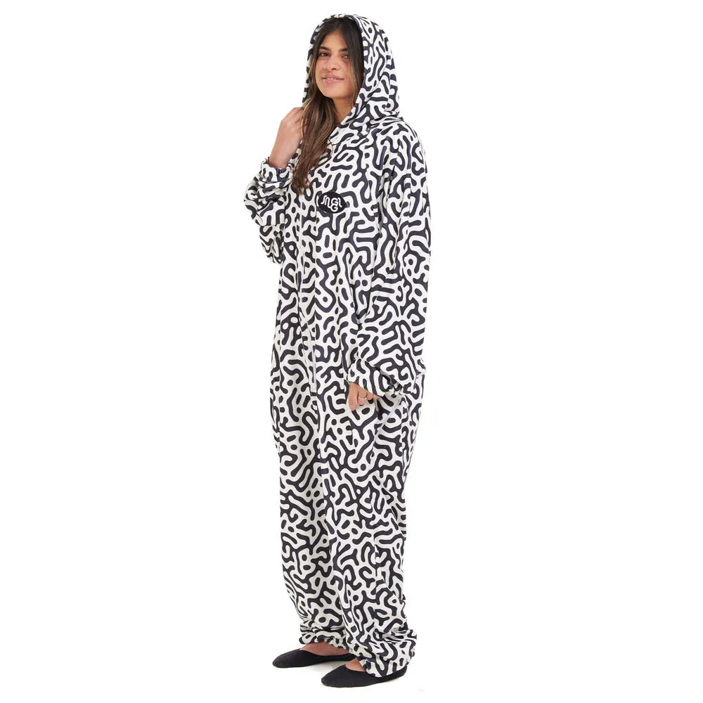 Snuggs Blanket Onesie Black Doodles
