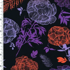 SP-NP2669 Lovely Night Garden - Black Blue Red| Nylon Spandex Digitally Wet Print