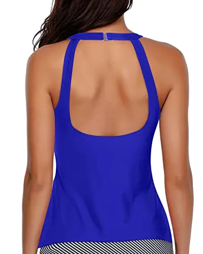 Summer Beach Swimwear Top Tummy Control Swimsuit Top-Royal Blue