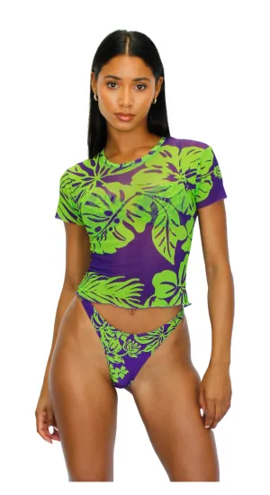 TORI MESH T-SHIRT - PURPLE/GREEN