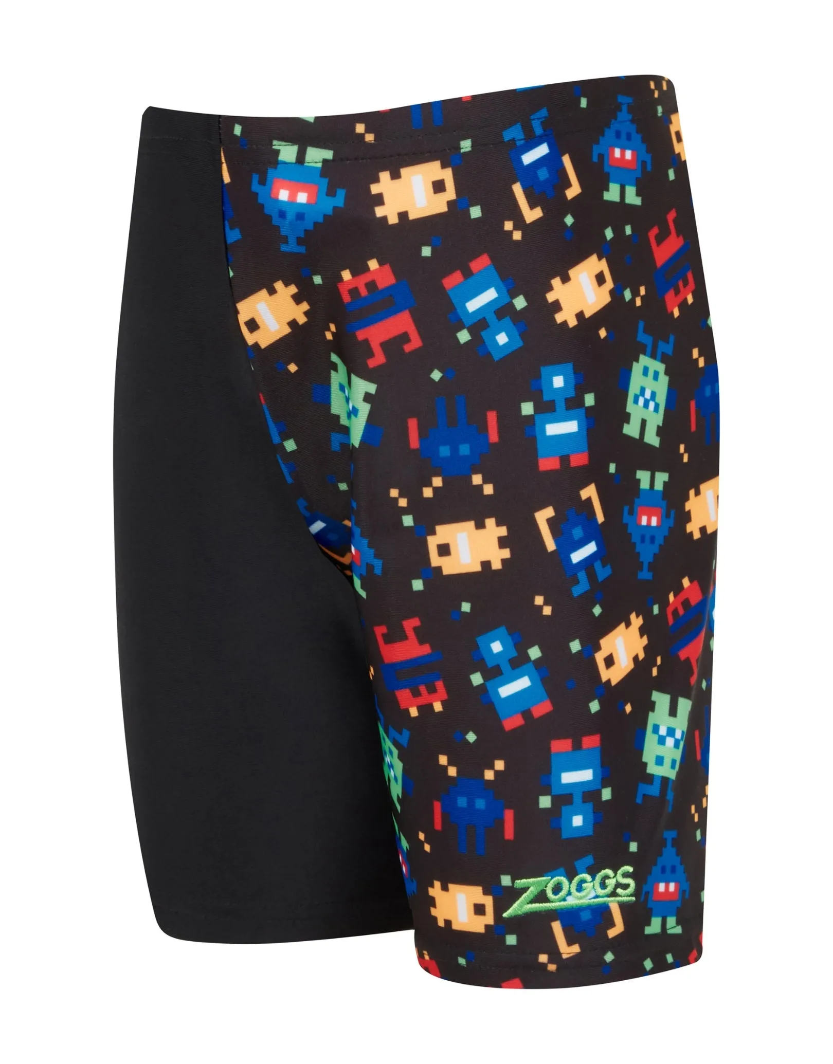 Tots Boys Pixel Monsters Mid Swim Jammer - Black/Multi