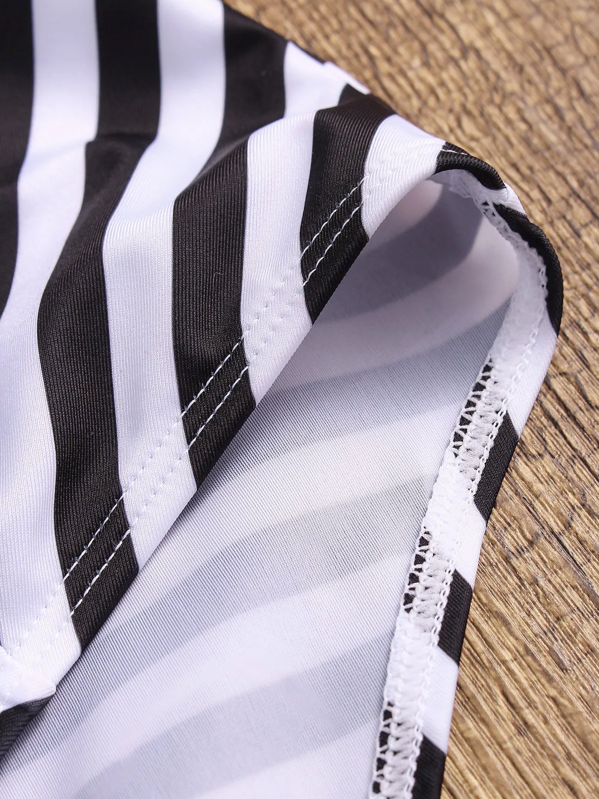 Wholesale Black V-Neck Sleeveless Stripe Plain Lace-Up High-Waisted Bikinis