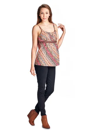 Women's Floral Printed Lace Tank