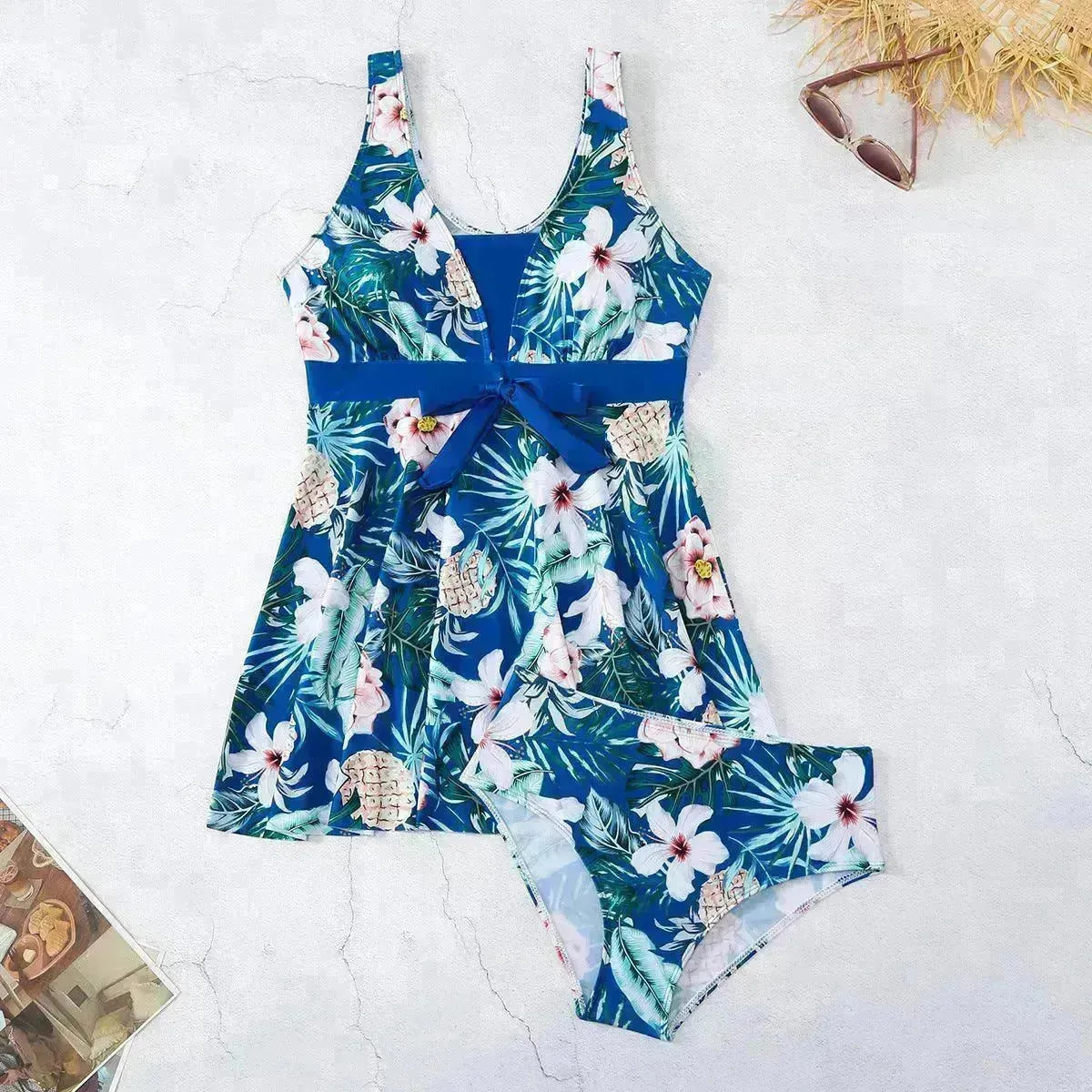 Women's V-neck Printed Split Bikini Swimsuit