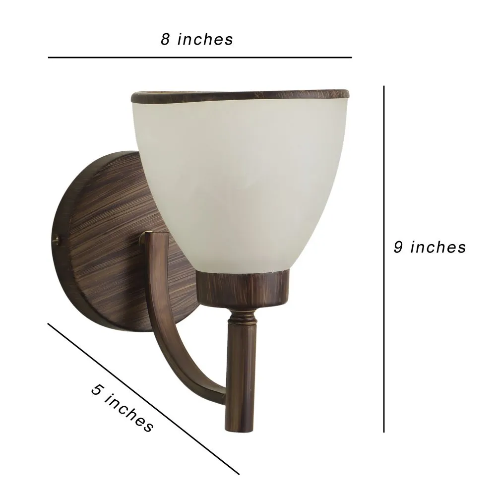 Wooden Wall Light White Glass - S-180-1W - Included Bulb