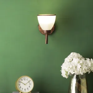 Wooden Wall Light White Glass - S-180-1W - Included Bulb